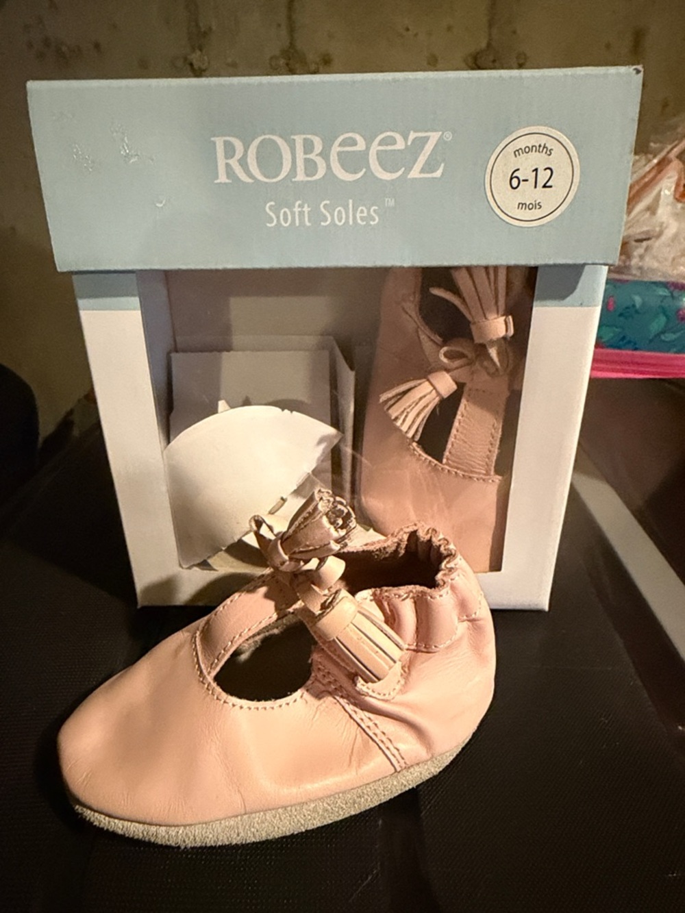 Robeez Pink Leather Baby Moccasins with Tassel